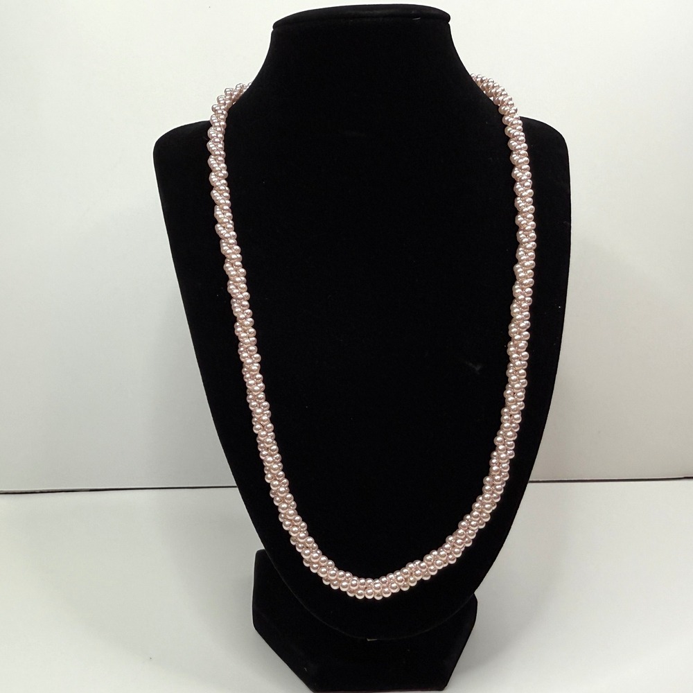 VTG Elegant Pink Cluster Faux Pearl Beaded Necklace Classic Elegant Jewelry 23in